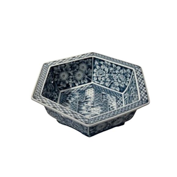 Japanese Chinoiserie Bowl Blue & White Porcelain Matcha Tea Ceremonial Fukagawa - Picture 1 of 12
